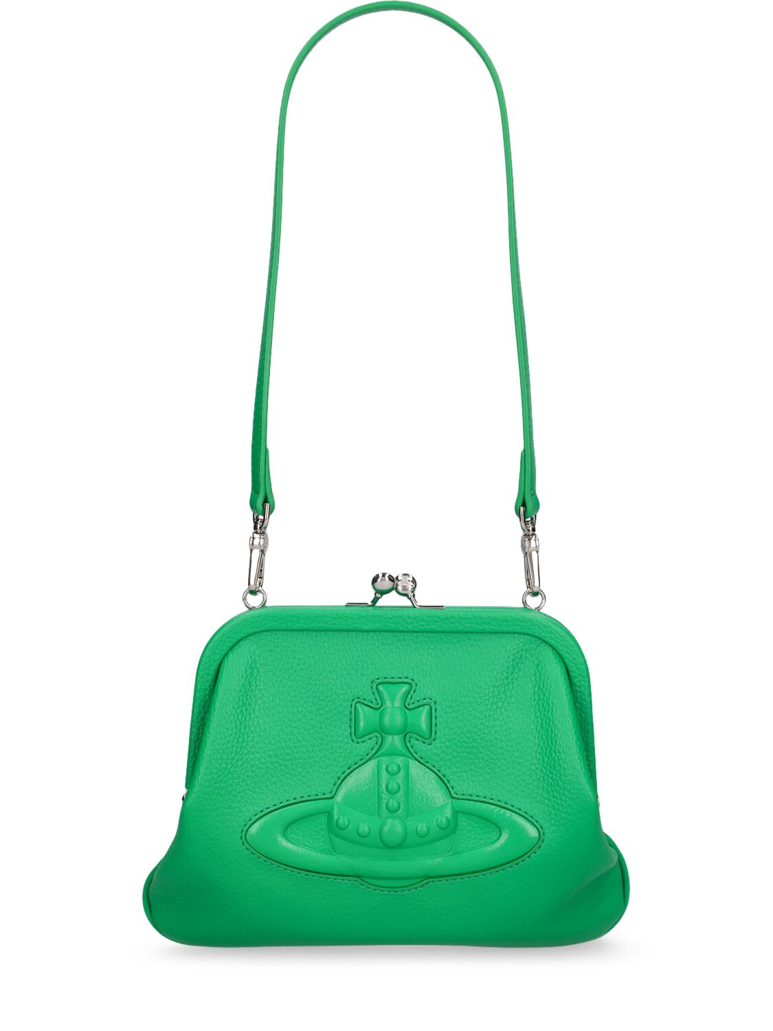Vivienne Westwood Vivienne's Faux Leather Embossed Clutch In Bright Green