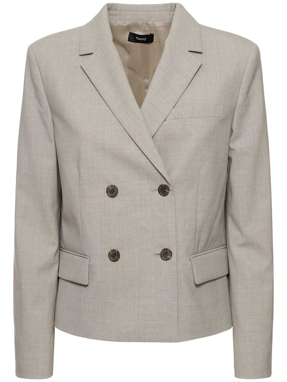 Theory Double Breasted Wool Jacket In Grey