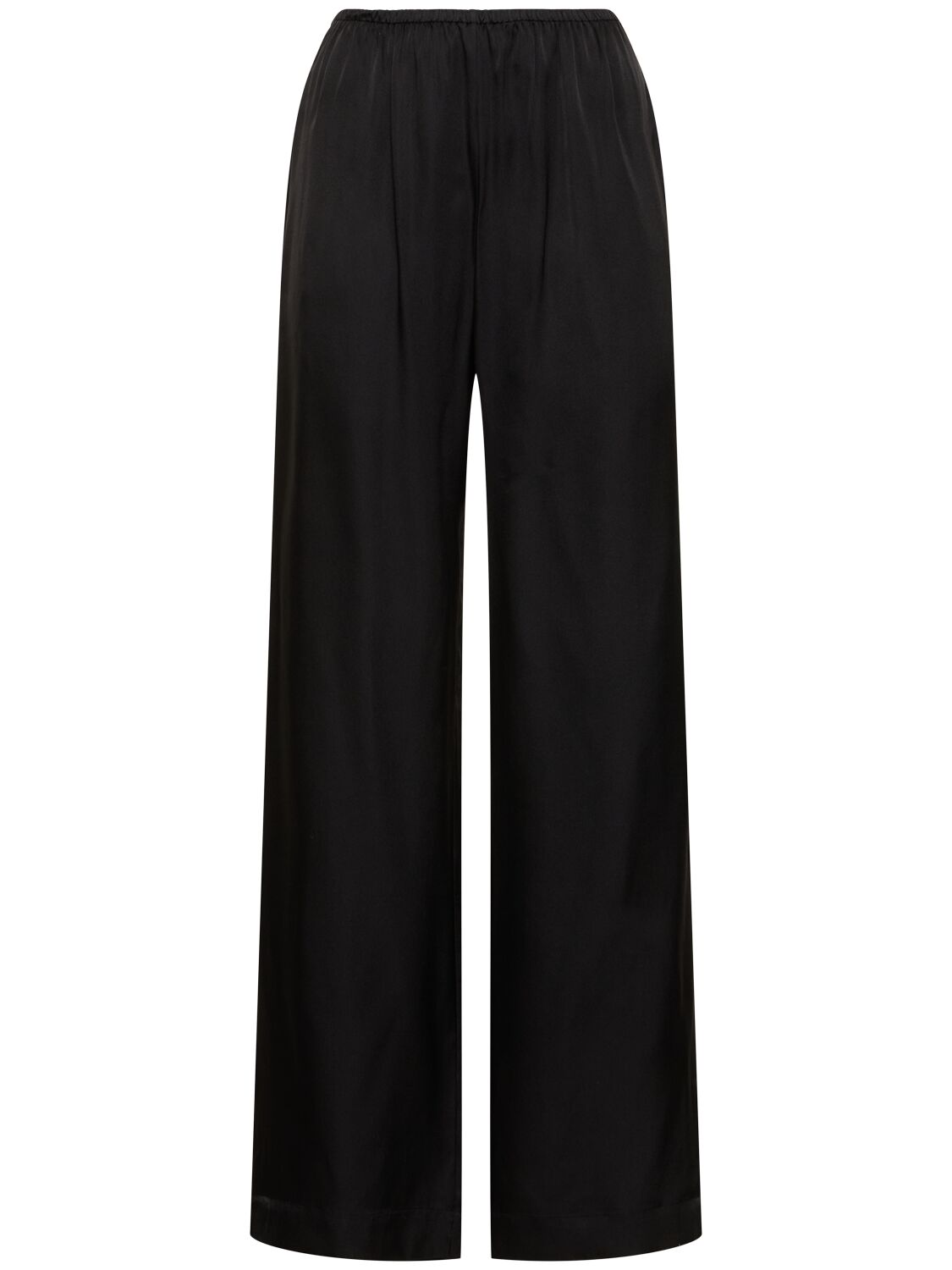 Anine Bing Aden Silk Blend Wide Trousers In Black