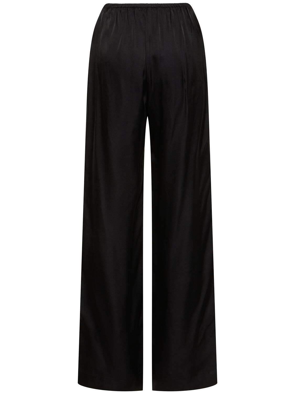 Shop Anine Bing Aden Silk Blend Wide Pants In Black