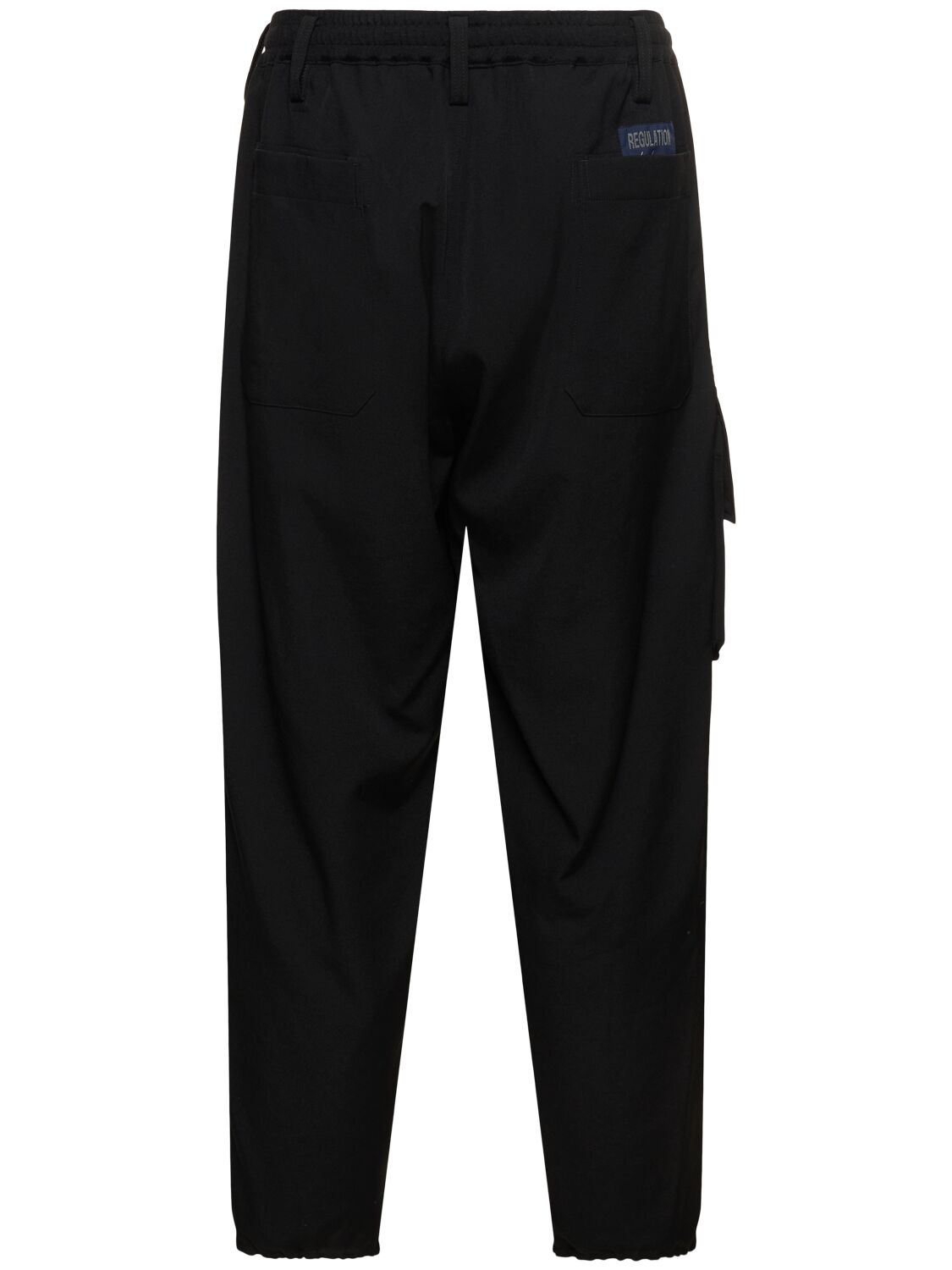 Shop Yohji Yamamoto Z-rib Wool Cargo Pants In Black