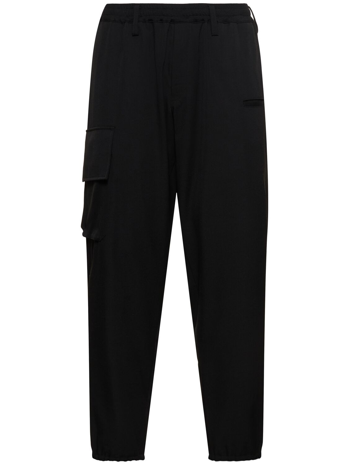 Yohji Yamamoto Z-rib Wool Cargo Trousers In Black