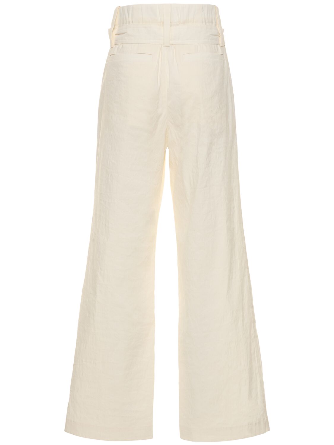 Shop Issey Miyake Belted Linen Blend Pants In White