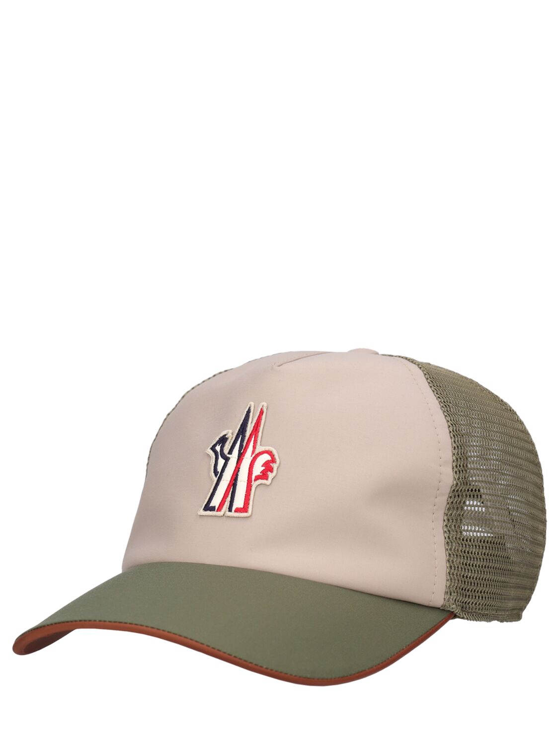 Shop Moncler Logo Mesh Baseball Cap In Beige