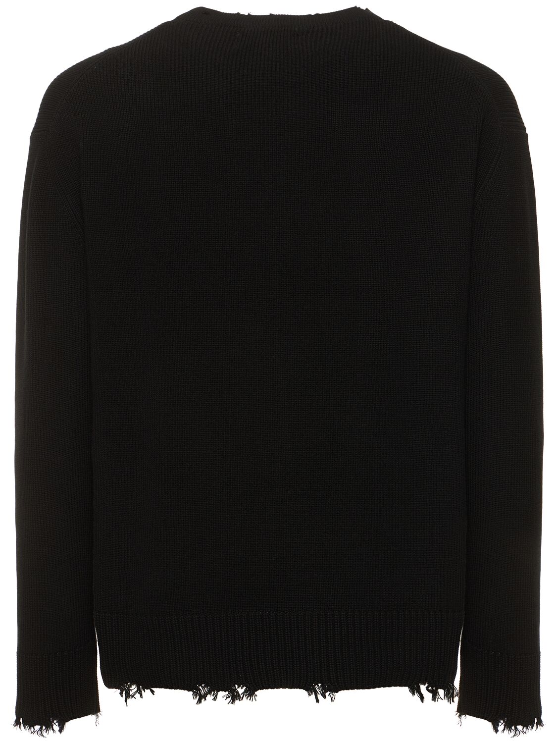 Shop Laneus Distressed Cotton Knit Sweater In Black