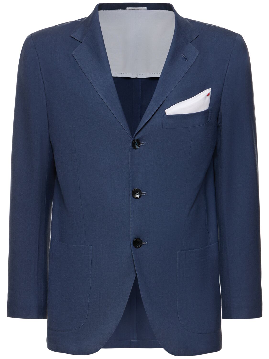Kiton Single Breast Cashmere Jacket In Blue