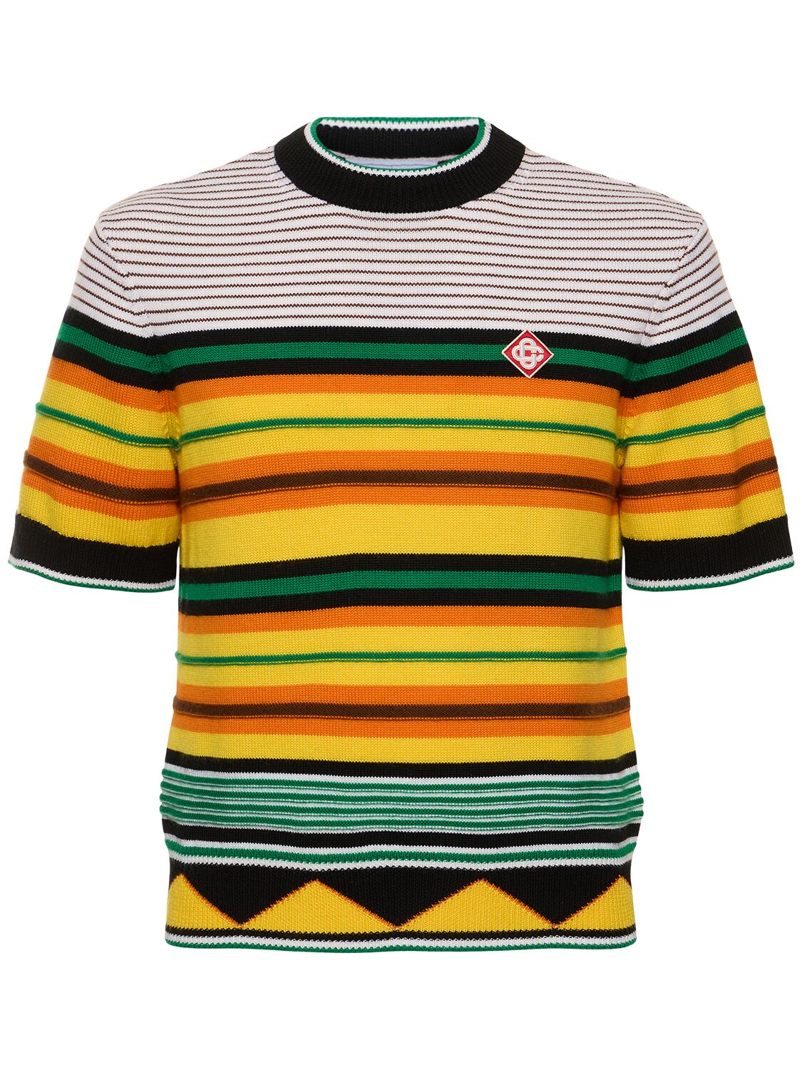 Shop Casablanca Striped Wool Knit T-shirt In Multicolor