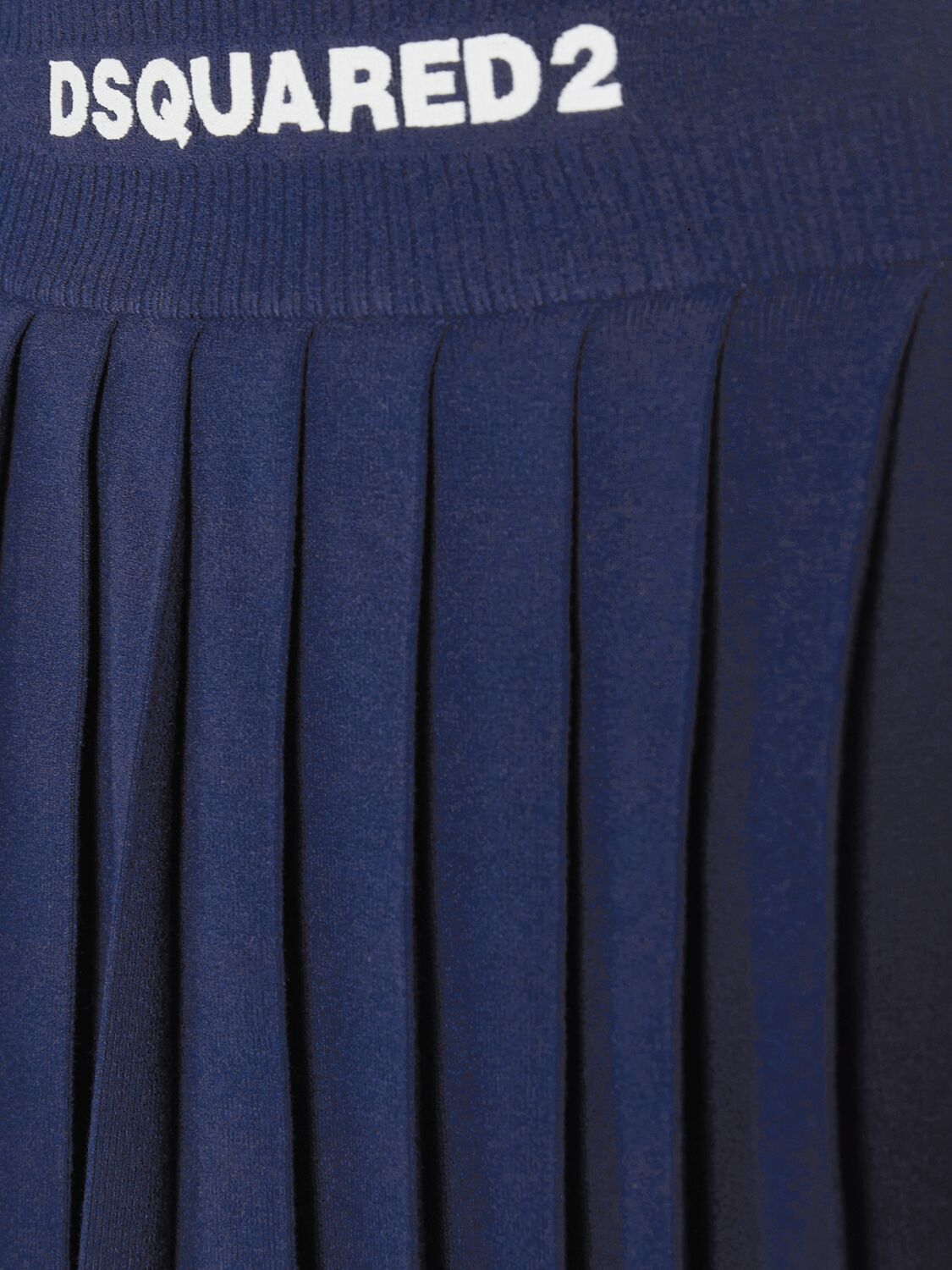 Shop Dsquared2 Viscose Knit Logo Pleated Mini Skirt In Blue