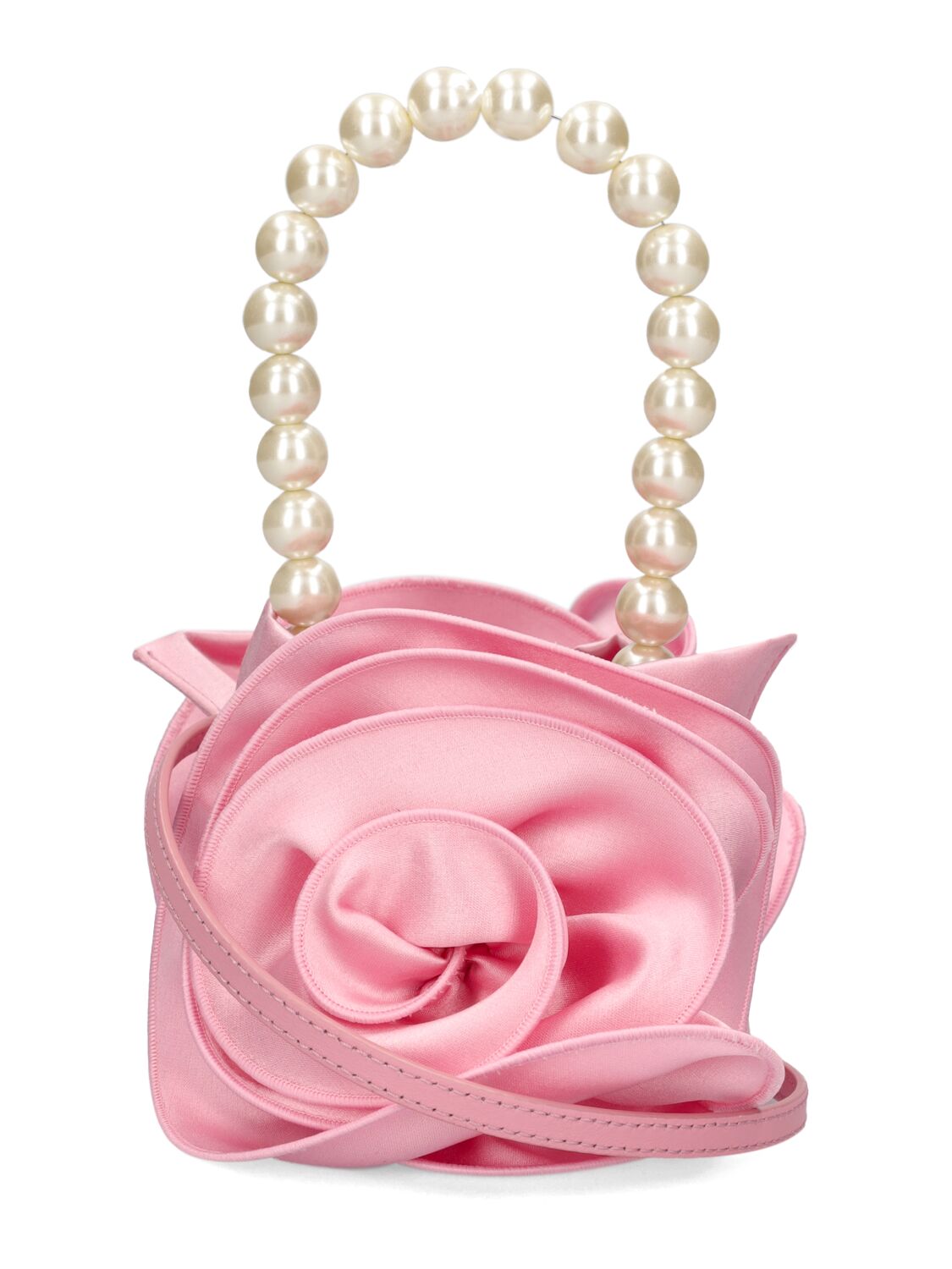 Shop Magda Butrym Small Magda Satin Pearl Top Handle Bag In Pink