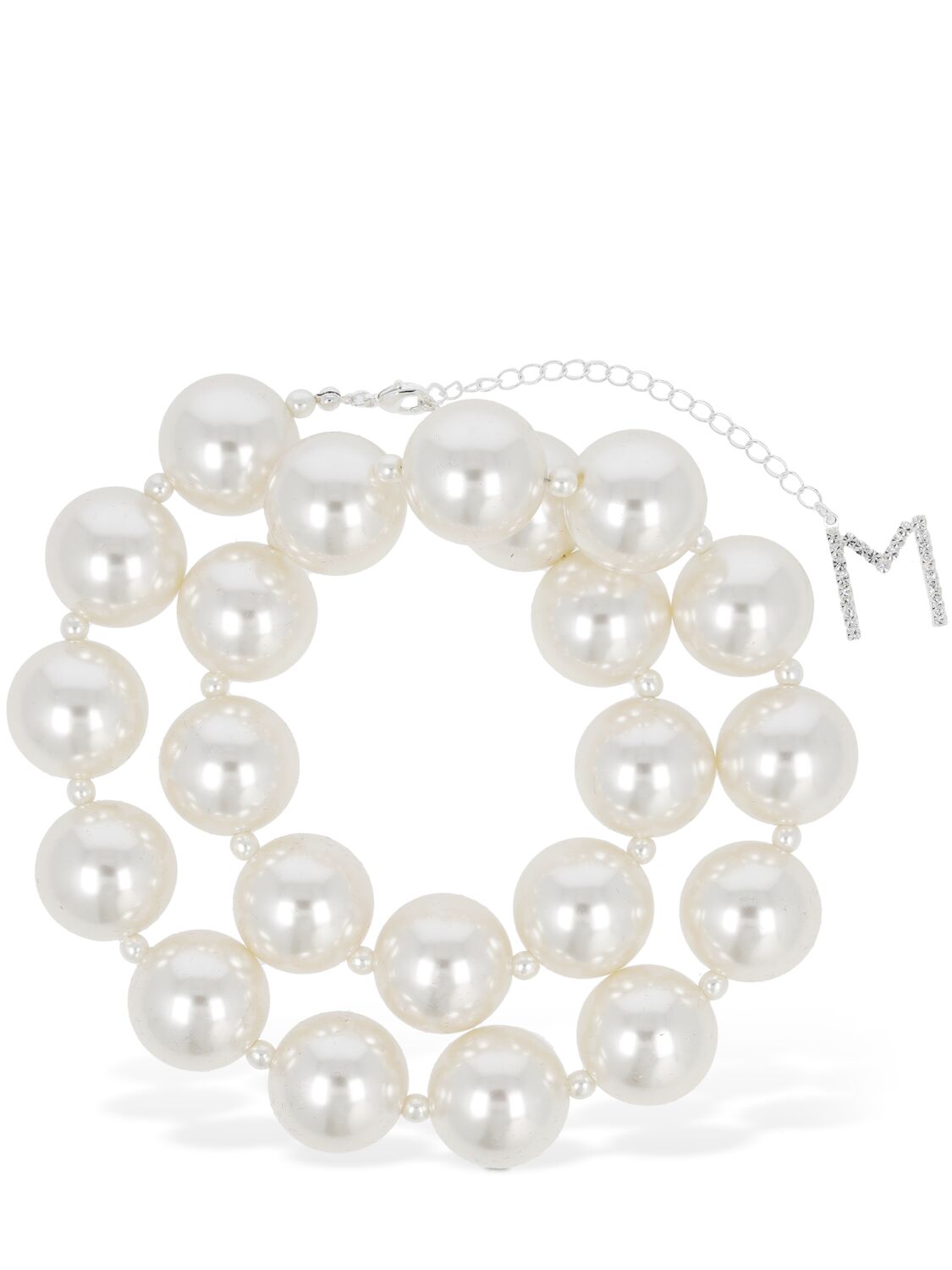 Magda Butrym Faux Pearl Double Wrap Necklace In White
