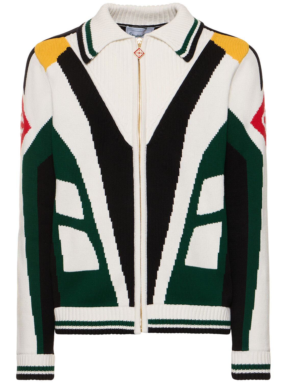 Shop Casablanca Casa Racing Cotton Knit Zip-up Jacket In Multicolor