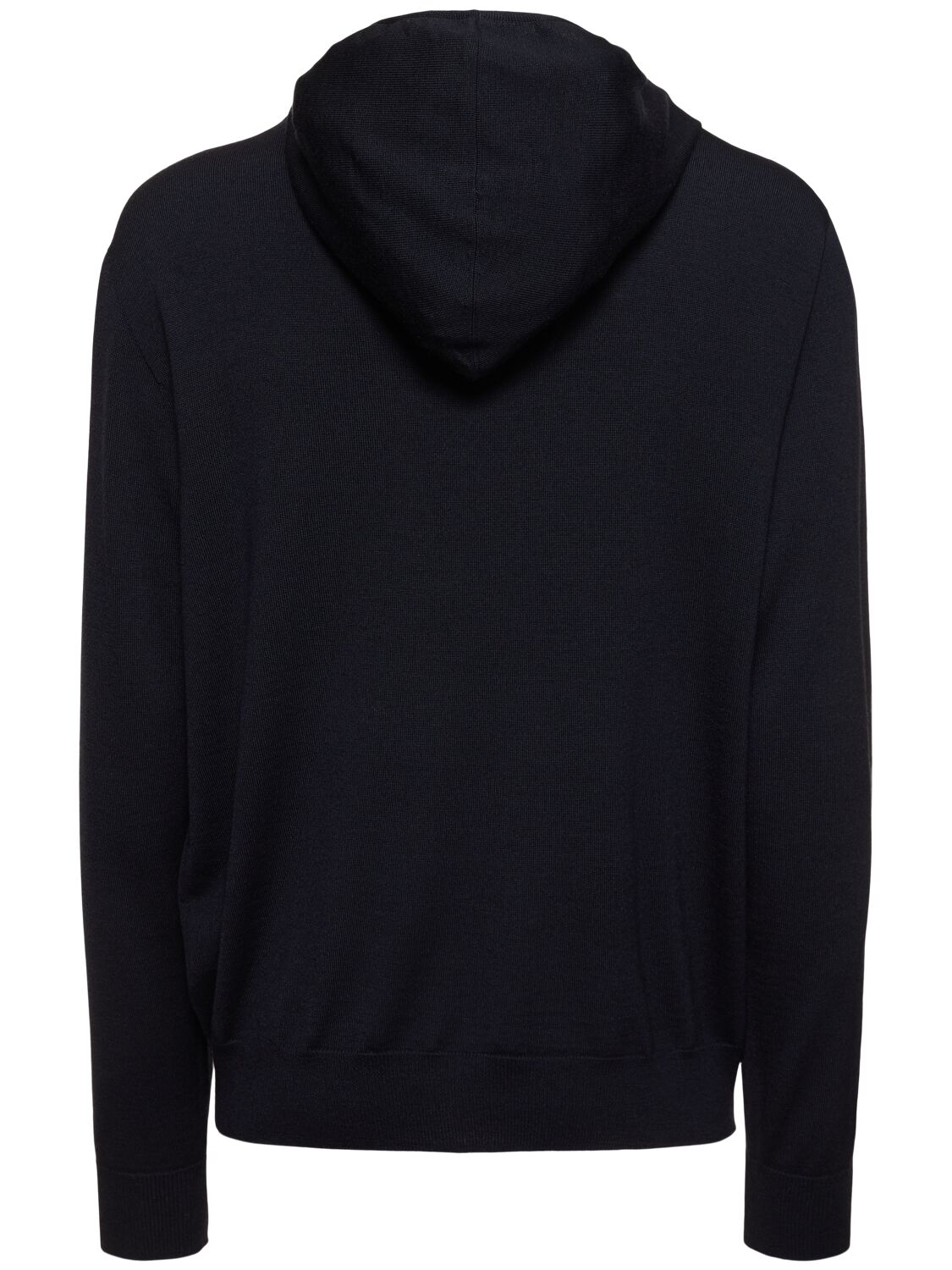 Shop Lardini Hooded Wool Blend Sweatshirt In Navy