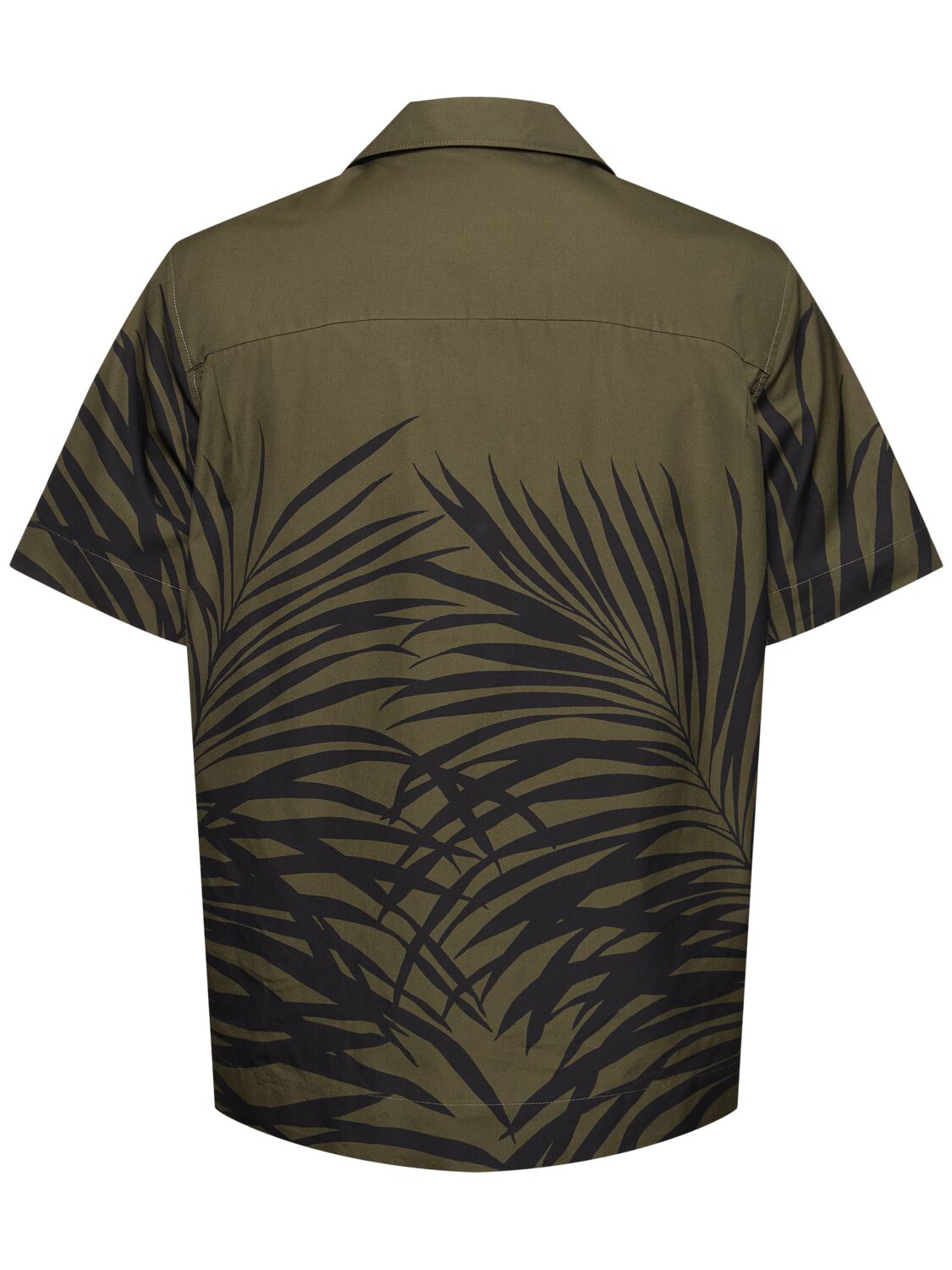 Shop Moncler Ferns Printed Cotton Shirt In Olive,black