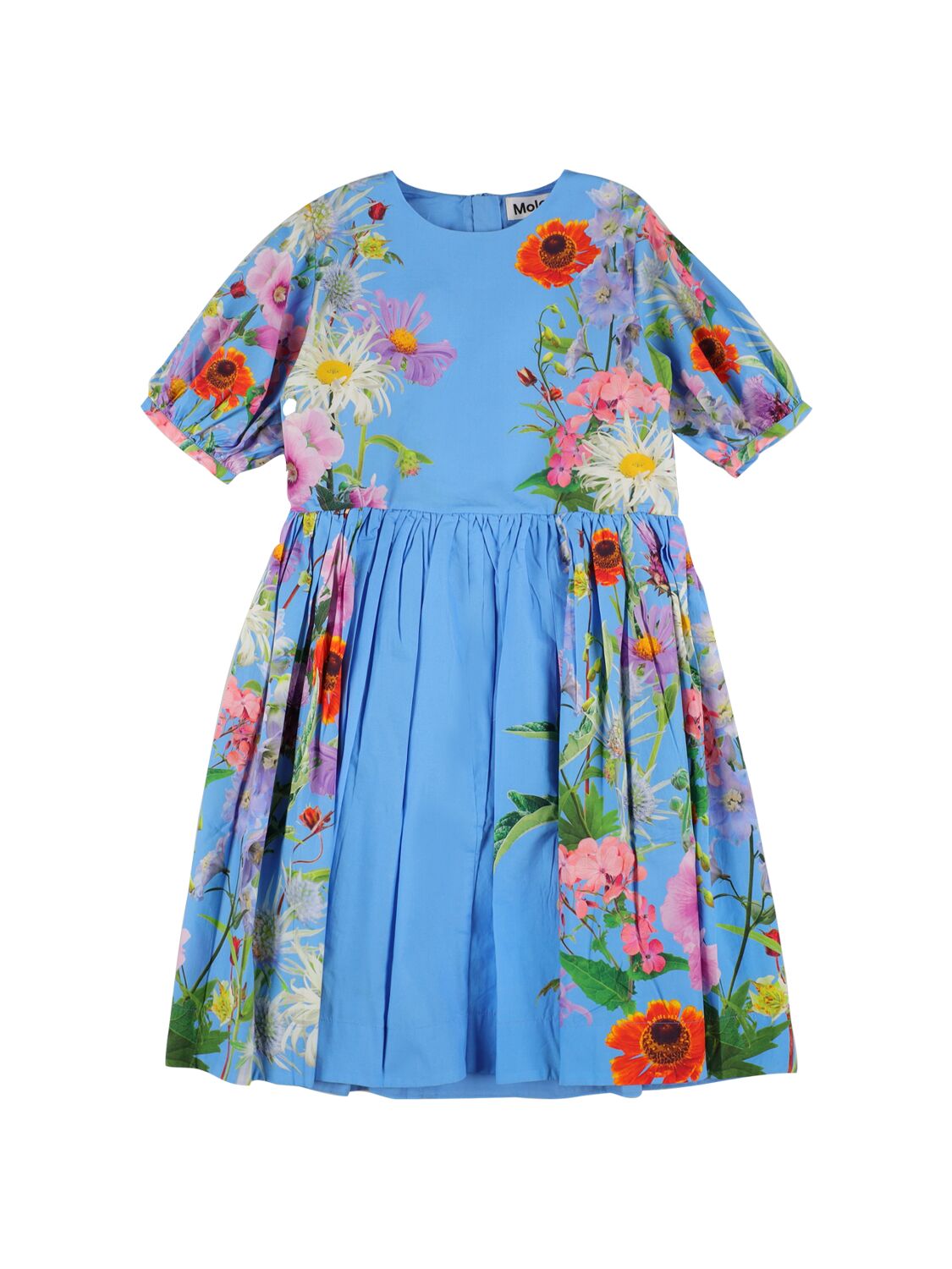 Molo Kids' Printed Organic Cotton Dress In Blue