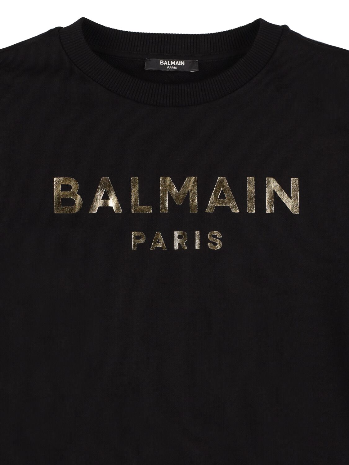Shop Balmain Printed Logo Crewneck Sweatshirt In Black,gold