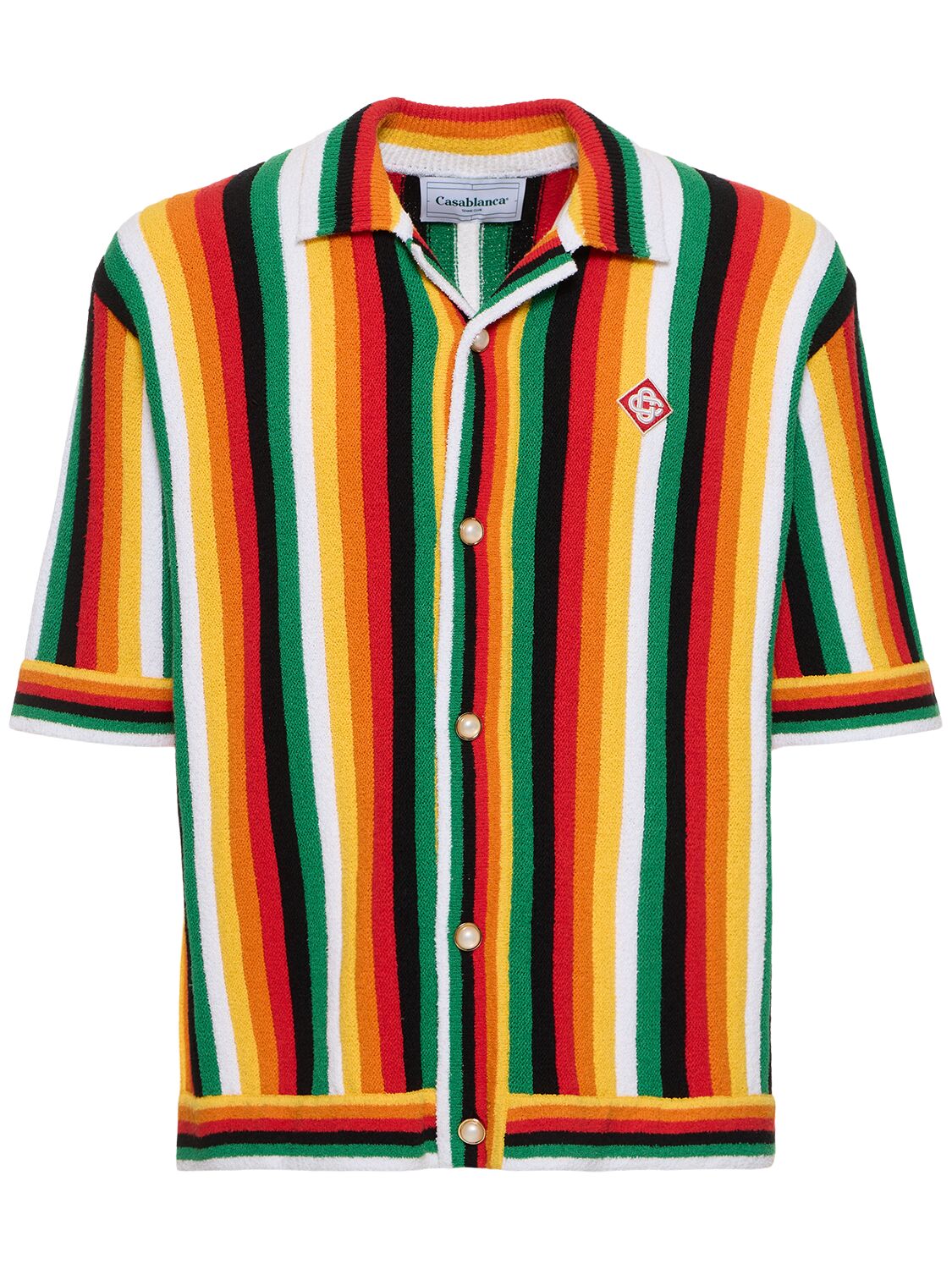 Shop Casablanca Striped Cotton & Nylon Toweling Shirt In Multicolor