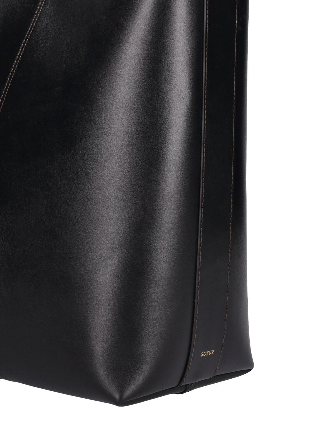 Shop Soeur Saudade Leather Shoulder Bag In Noir,cognac