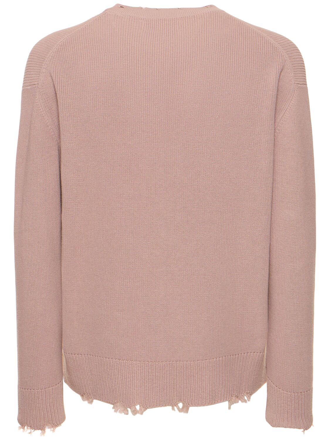 Shop Laneus Distressed Cotton Knit Sweater In Pink