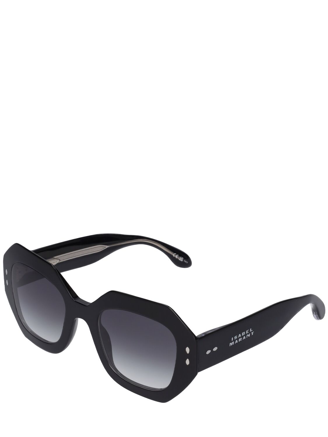 Shop Isabel Marant Maxi Temple Round Acetate Sunglasses In 黑色,灰色