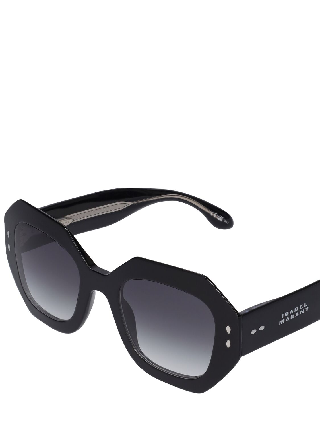 Shop Isabel Marant Maxi Temple Round Acetate Sunglasses In 黑色,灰色