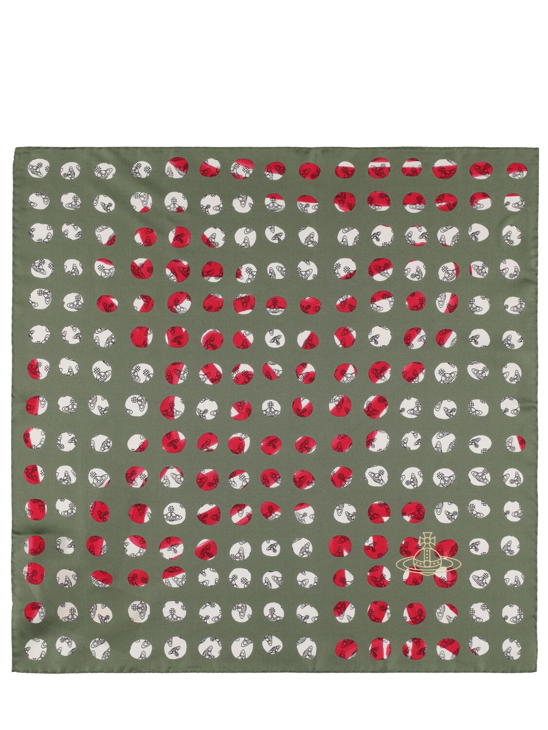 Vivienne Westwood Dots Pocket Square Silk Foulard In Green