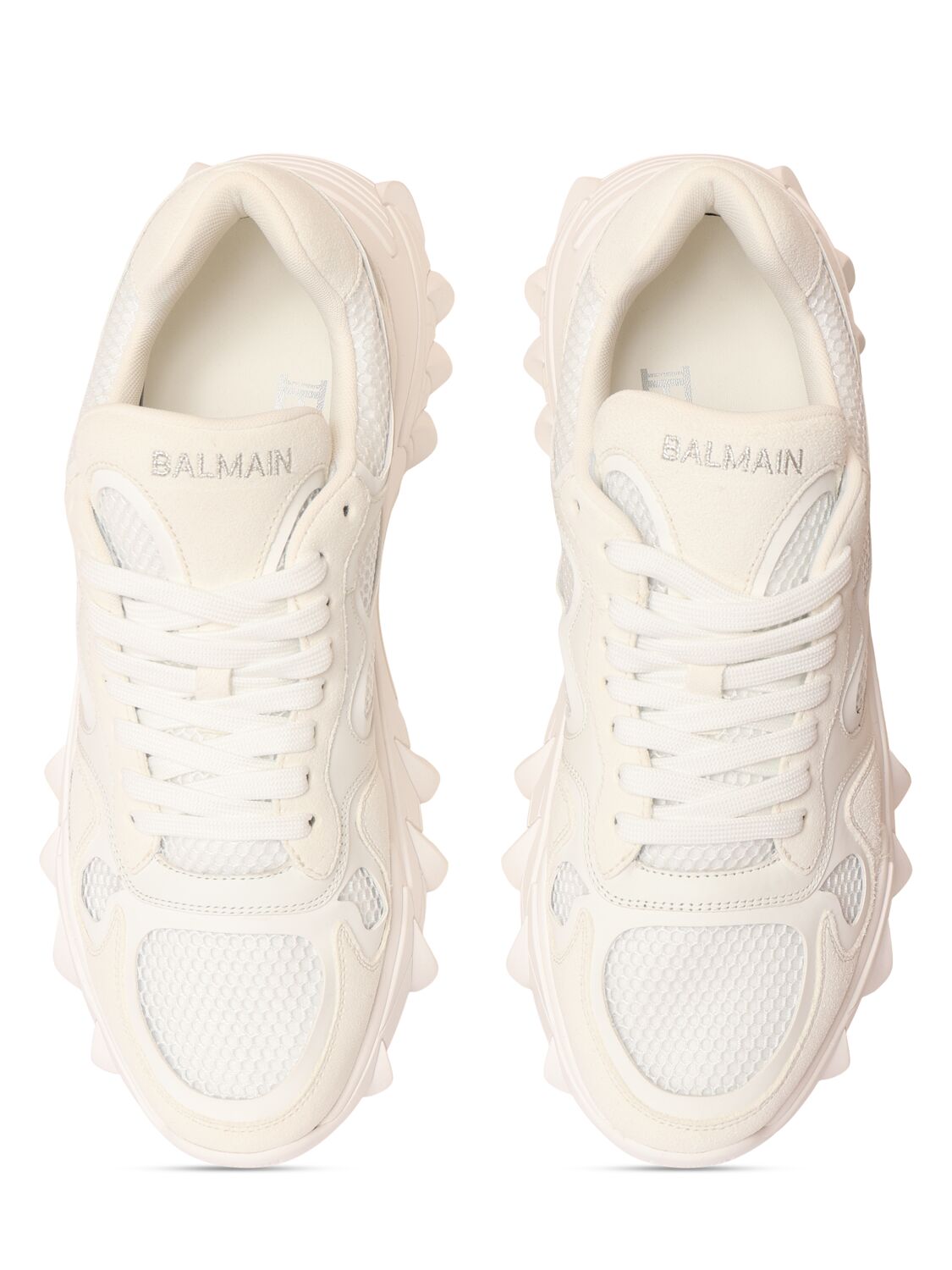 Shop Balmain B-east Suede Low Sneakers In 0fb Blanc Optiq