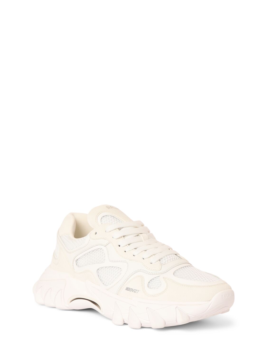 Shop Balmain B-east Suede Low Sneakers In 0fb Blanc Optiq