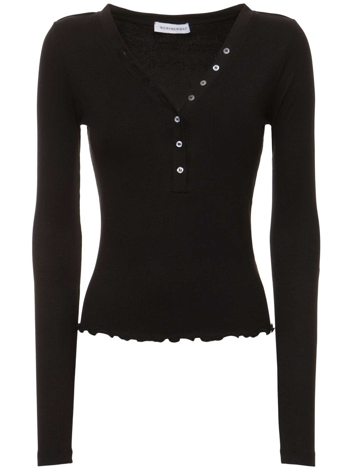 Weworewhat Stretch Jersey Long Sleeve Top In Black