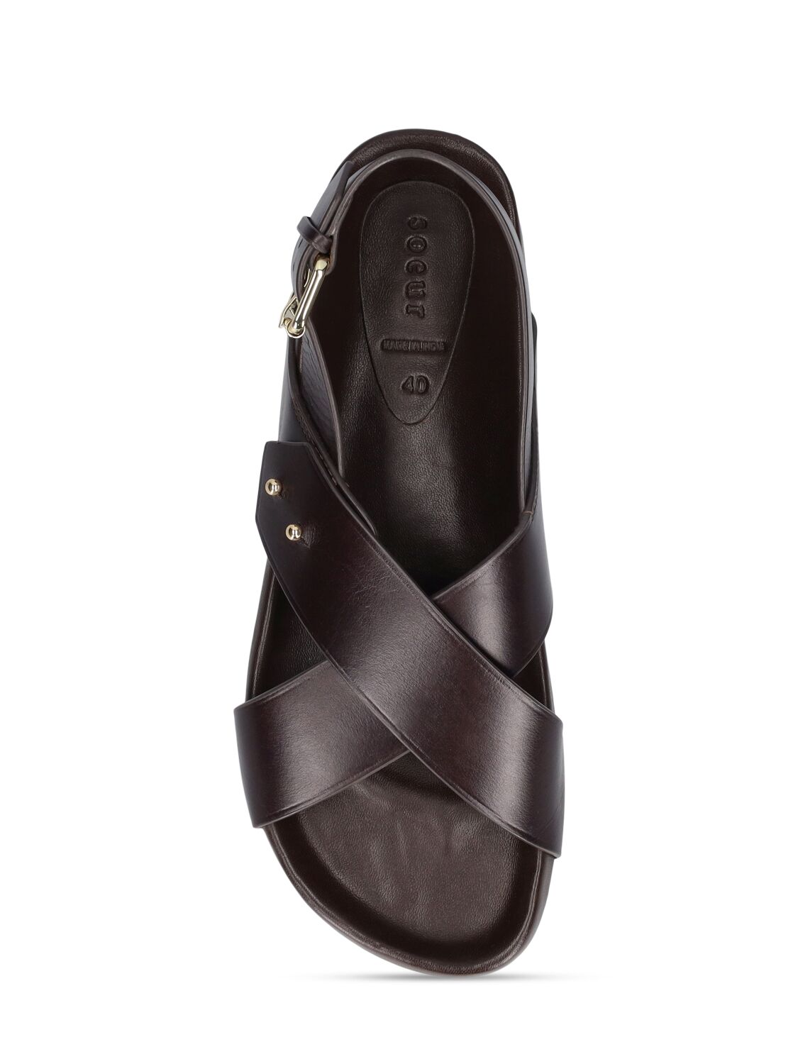Shop Soeur 20mm Olaf Leather Flat Sandals In Brown