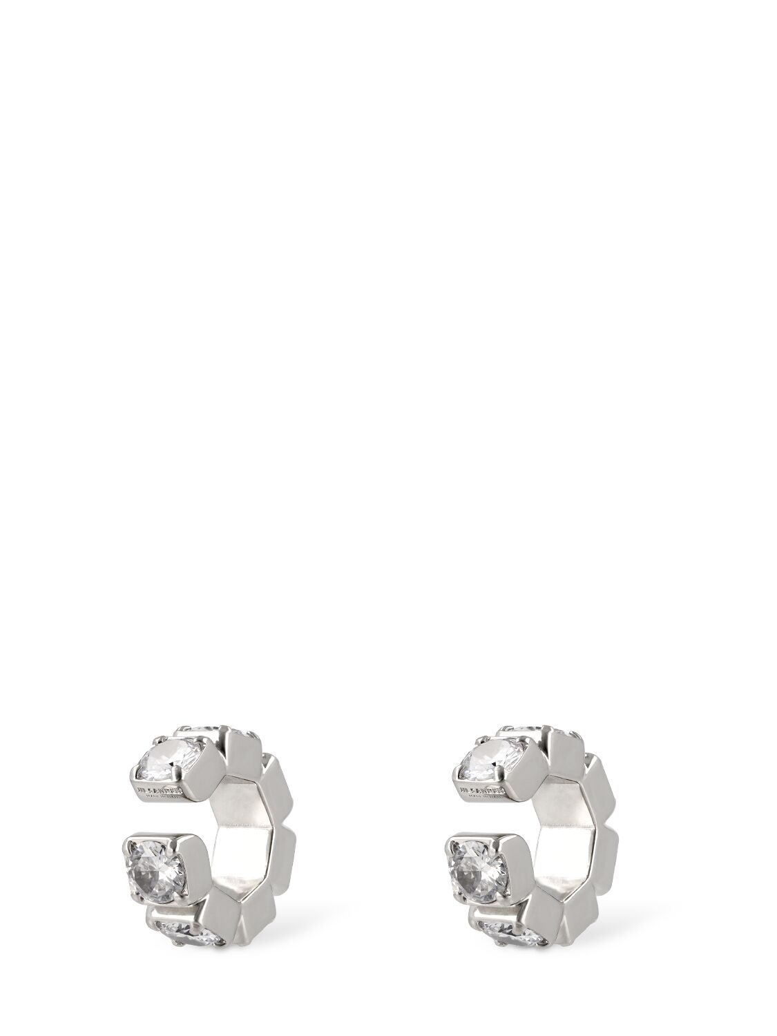 Shop Jil Sander Cw1 1 Crystal Ear Cuff In Silver