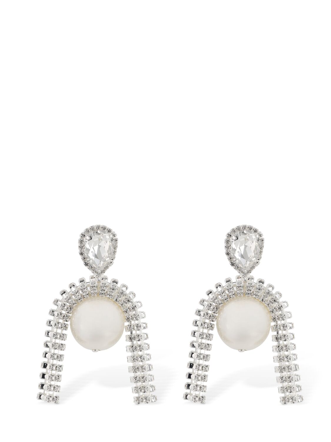 Magda Butrym Crystal & Pearl Pendant Earrings In Neutral