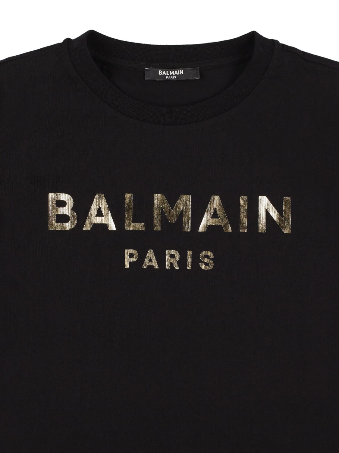 Shop Balmain Logo Cotton Jersey T-shirt In Black,gold