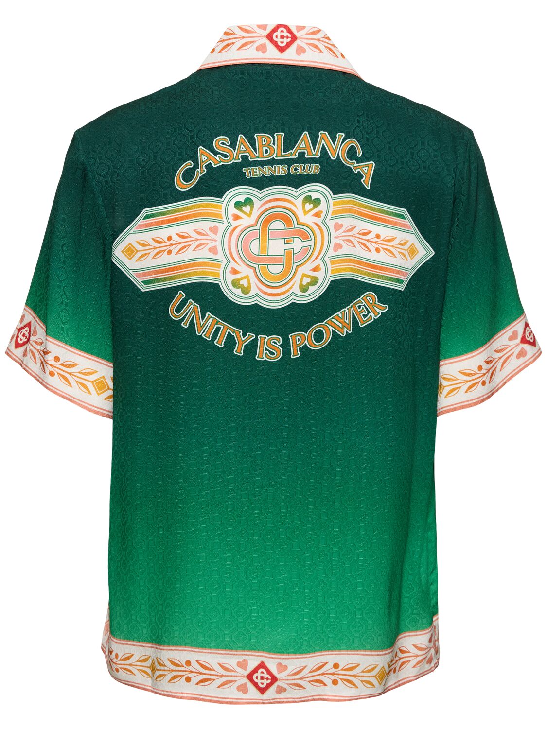 Shop Casablanca Unity Is Power Print Silk S/s Shirt In Green