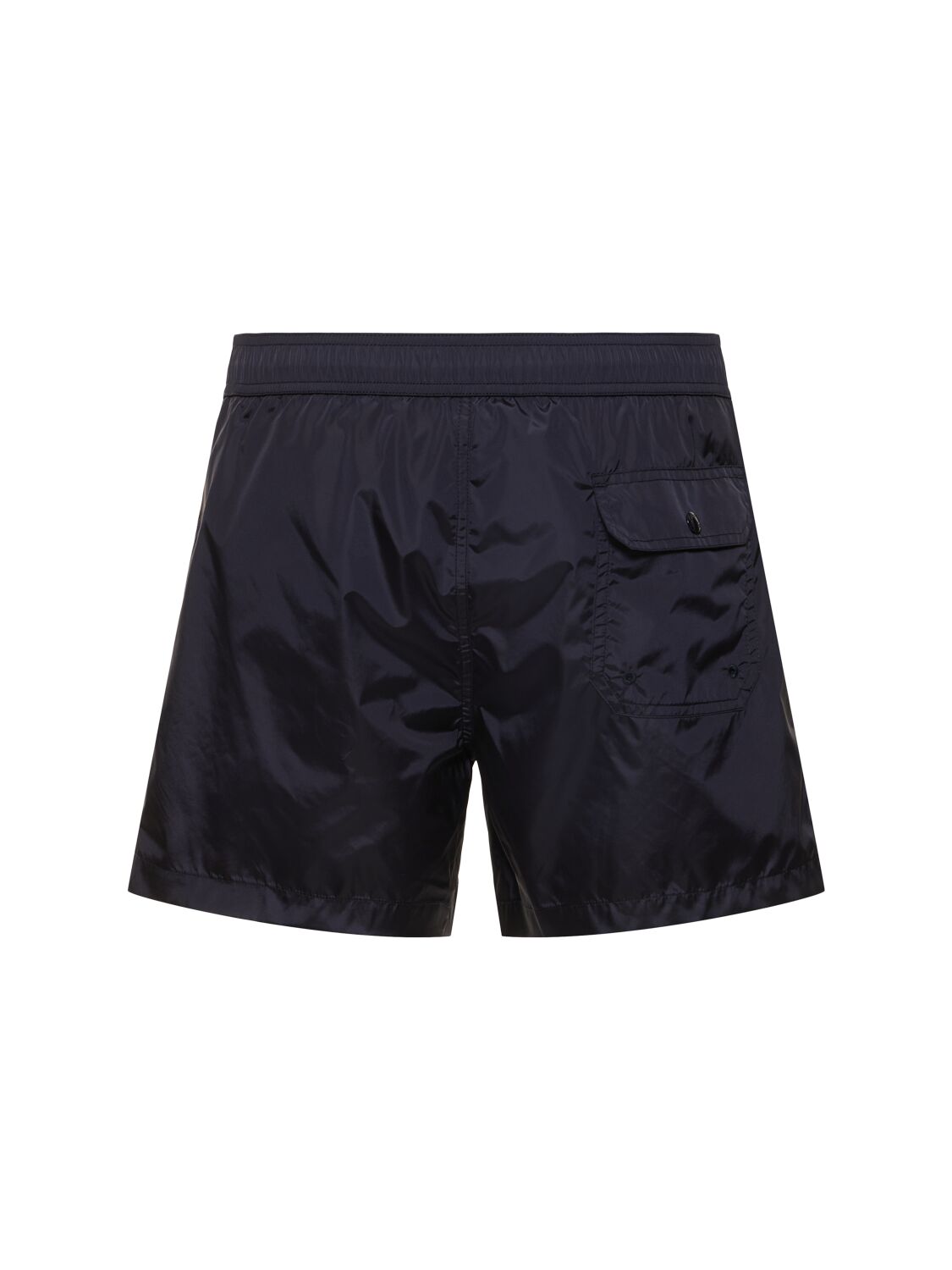 Shop Moncler Logo Nylon Swim Shorts In 黑色