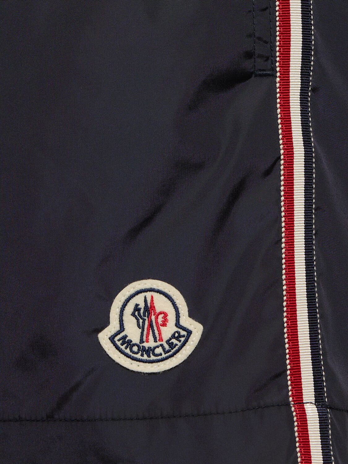 Shop Moncler Logo Nylon Swim Shorts In 黑色