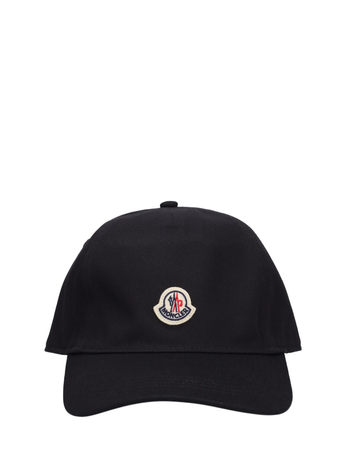 Moncler Logo Cotton Baseball Cap In Black