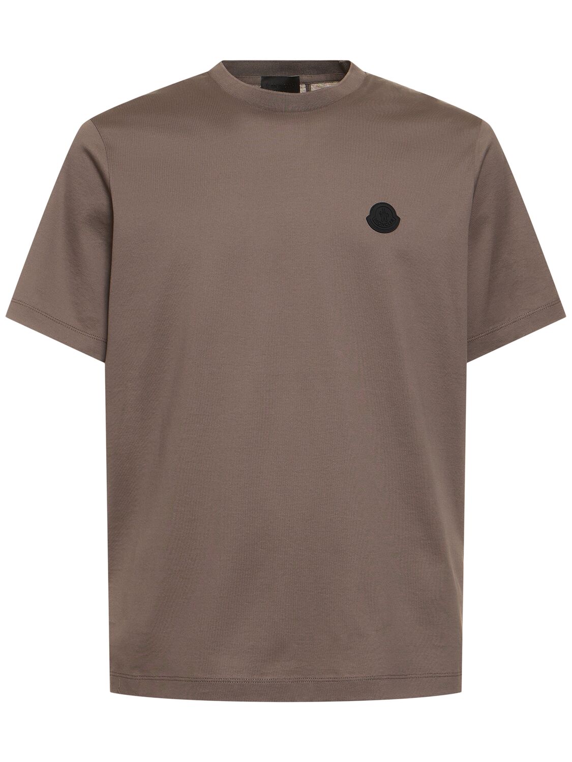Moncler Logo Cotton T-shirt In Taupe