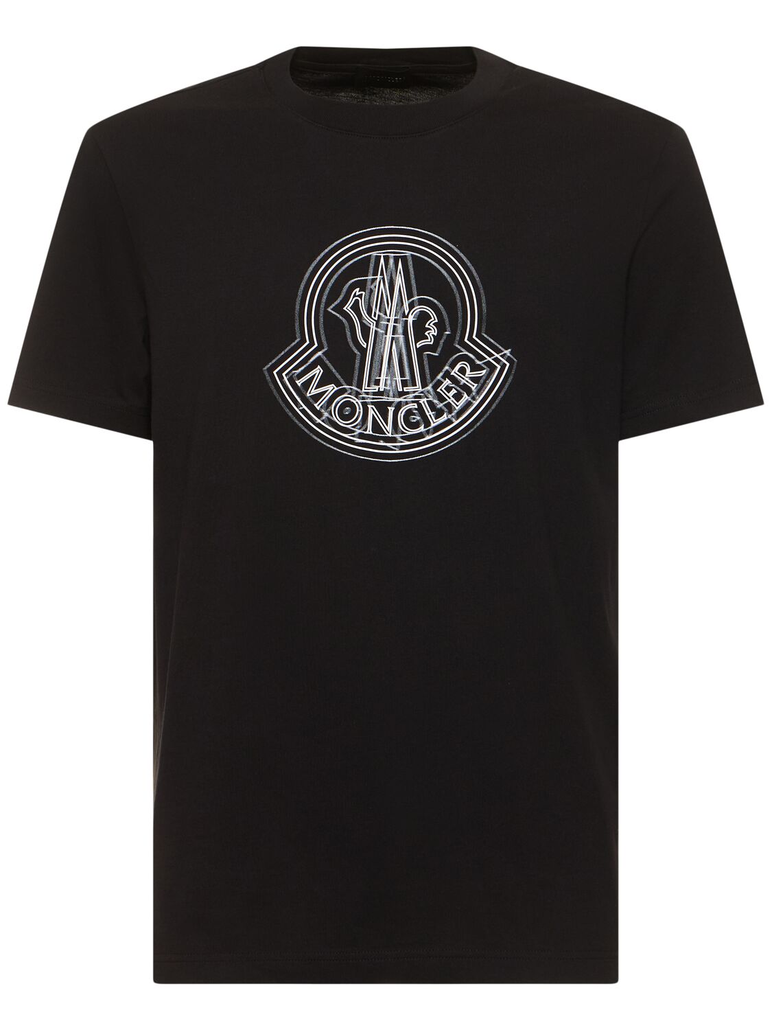 Shop Moncler Logo Cotton T-shirt In Black