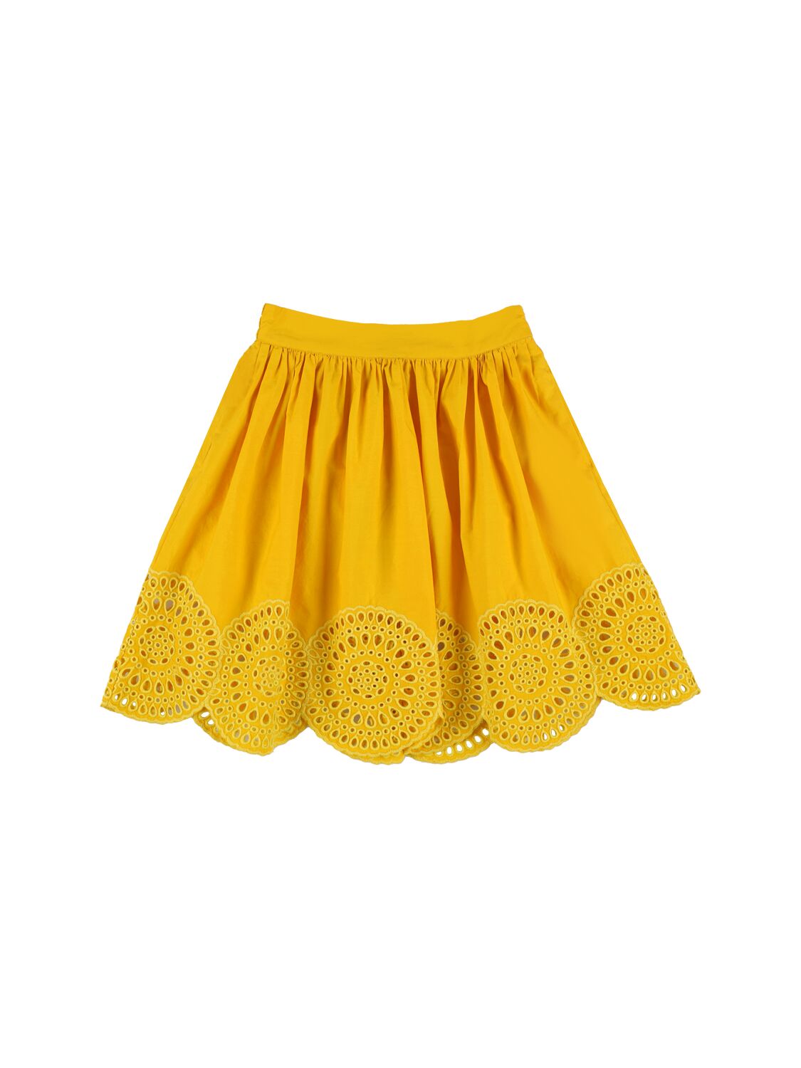 Stella Mccartney Kids' Organic Cotton Poplin Midi Skirt In Yellow