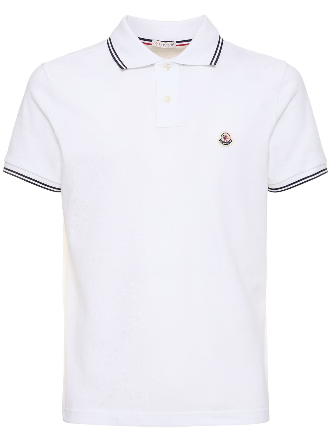 Moncler Logo Patch Cotton Polo Shirt In Optic White