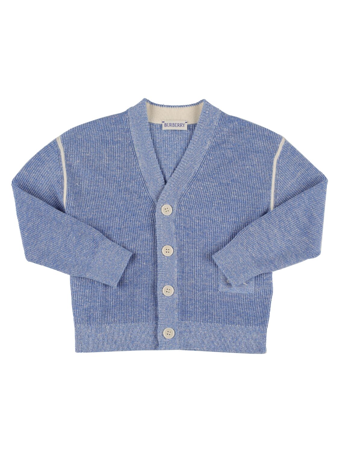 Burberry Kids' Linen & Cotton Knit Cardigan In Blue