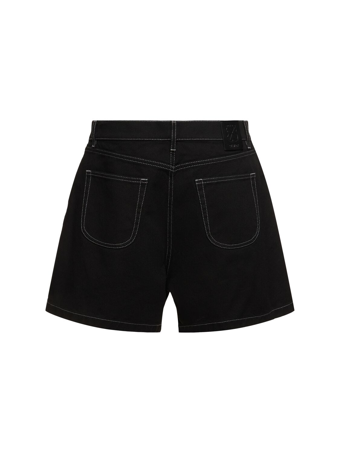 Shop Off-white 90s Logo Denim Cotton Shorts In Raw Black