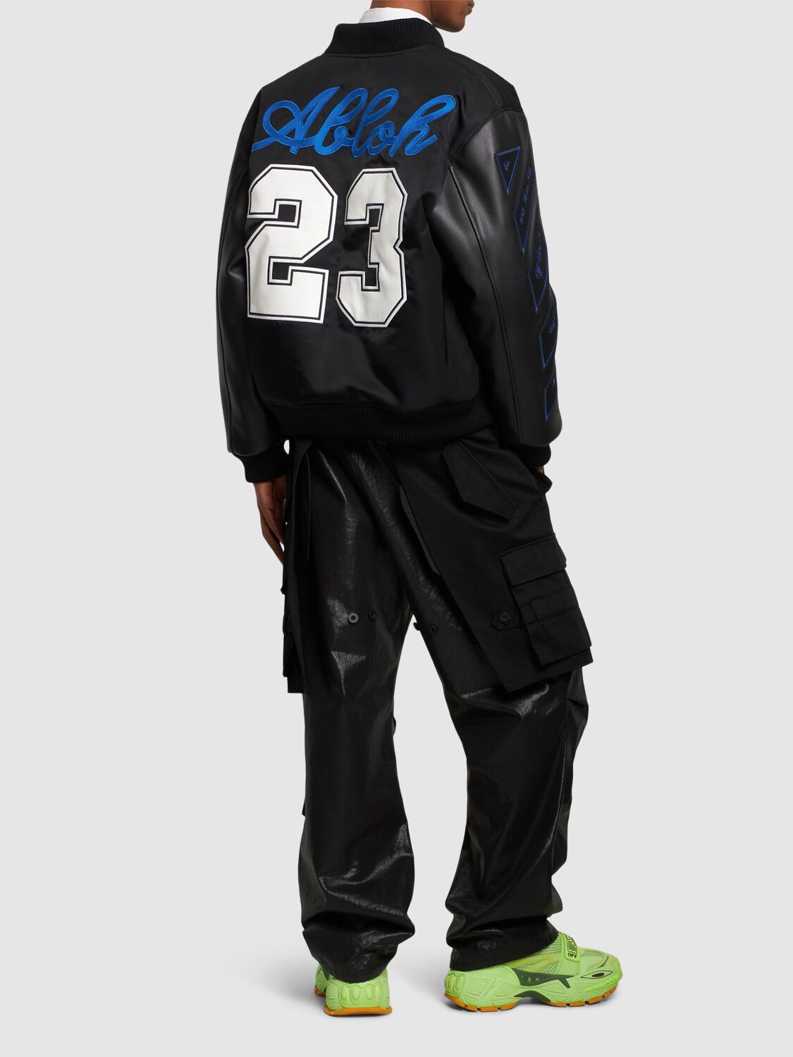Shop Off-white Baseball Lea Over Puffer Varsity Jacket In Black