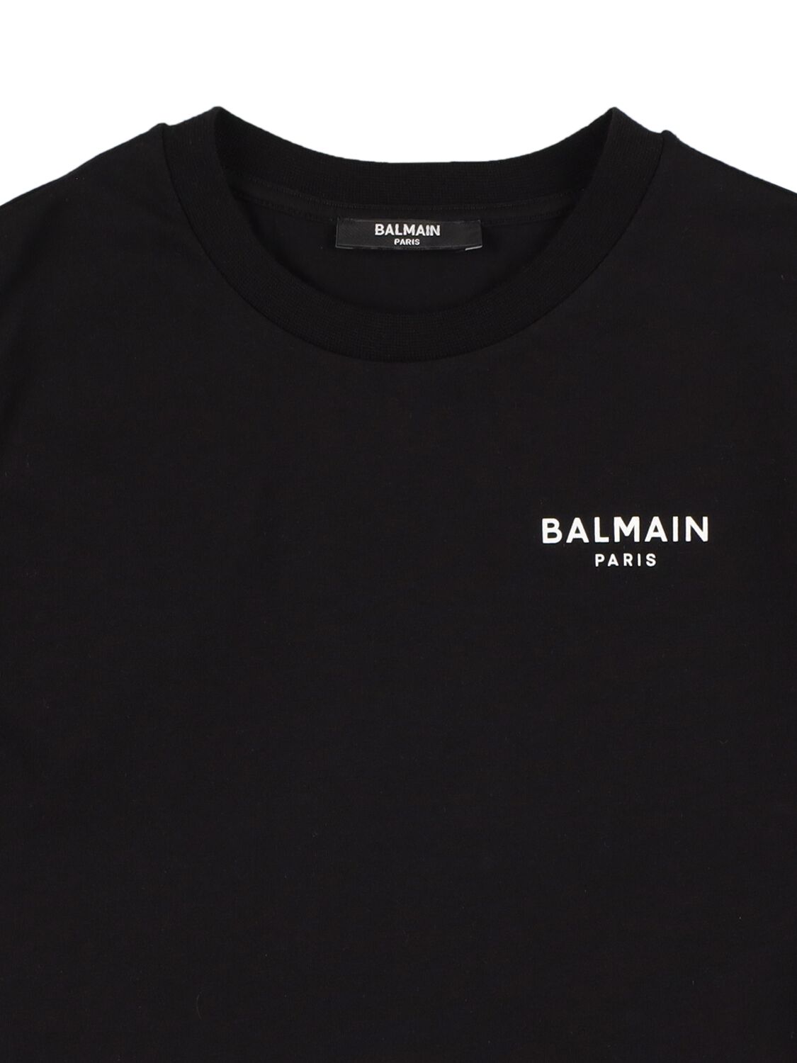 Shop Balmain Printed Cotton Jersey T-shirt In Black,white