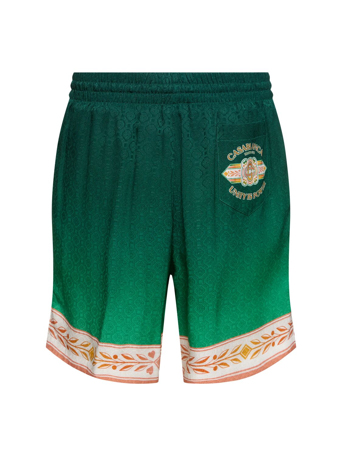 Shop Casablanca Unity Is Power Print Silk Shorts In Green