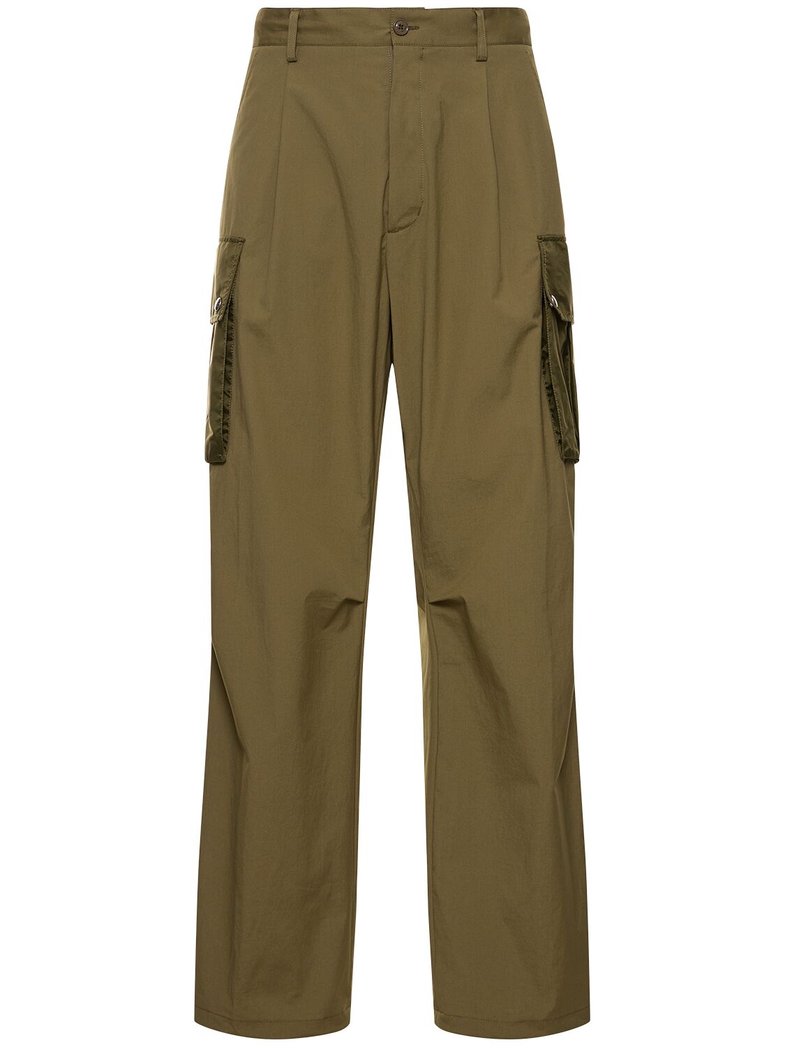 Moncler Cotton Poplin Cargo Pants In Olive Green