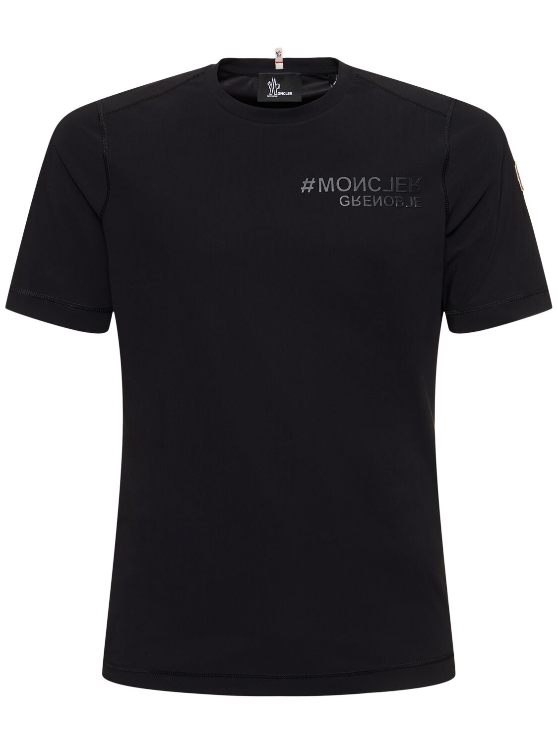 Moncler Logo Nylon T-shirt In Black