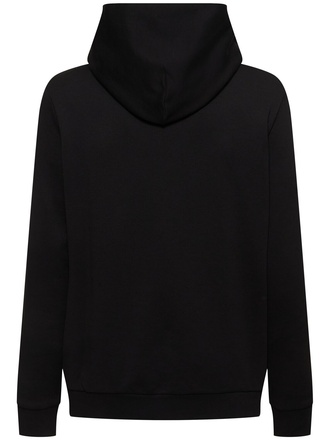 Shop Moncler Logo Cotton Hoodie In Black