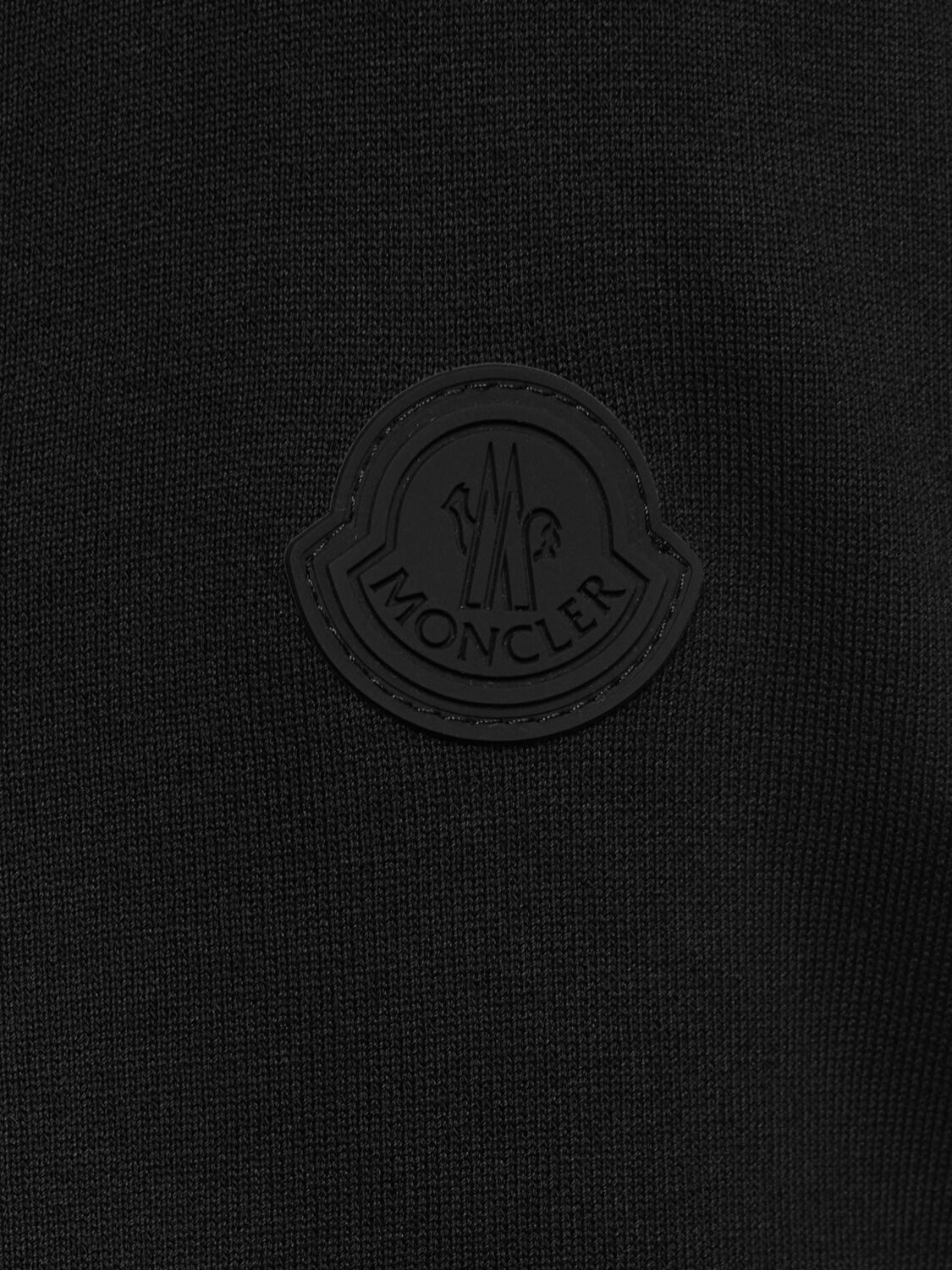 Shop Moncler Logo Cotton Hoodie In Black