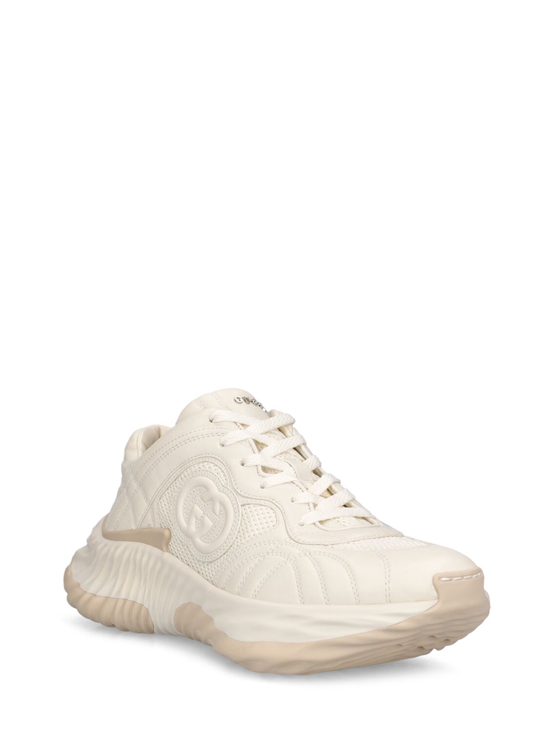 Shop Gucci 65mm Interlocking G Leather Sneakers In Off White